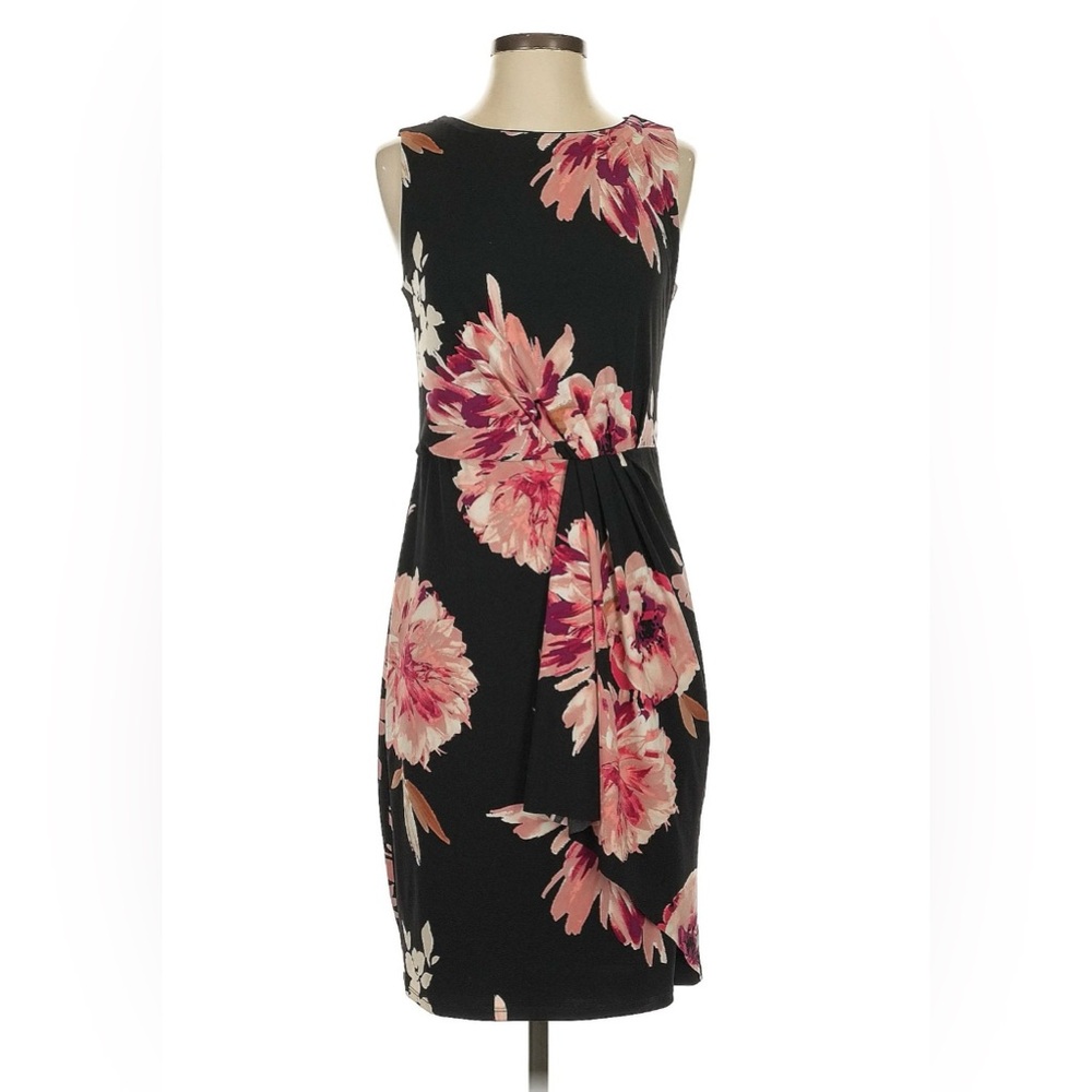 White House Black Market Black and Pink Floral Dress